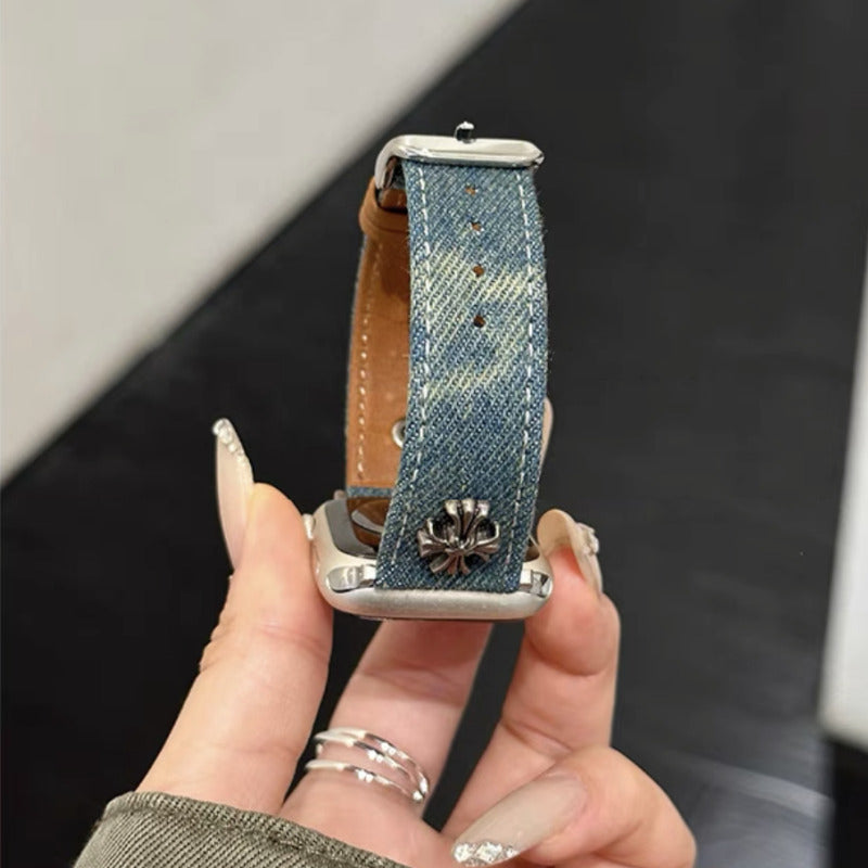デニム アップルウォッチバンド おしゃれ 男女兼用 apple watchバンド かっこいい GUESTCASE