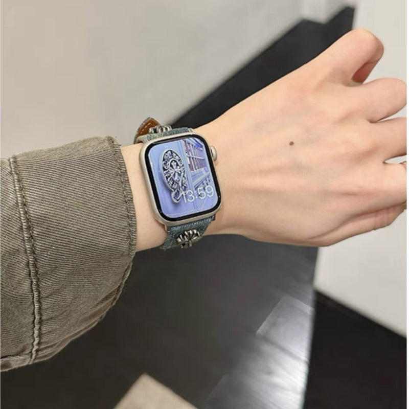 デニム アップルウォッチバンド おしゃれ 男女兼用 apple watchバンド かっこいい GUESTCASE