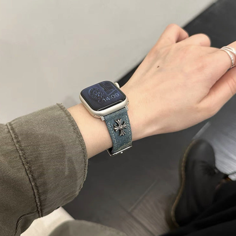デニム アップルウォッチバンド おしゃれ 男女兼用 apple watchバンド かっこいい GUESTCASE