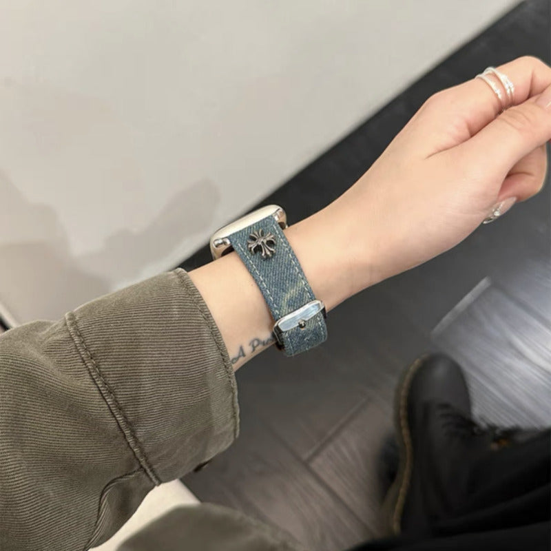 デニム アップルウォッチバンド おしゃれ 男女兼用 apple watchバンド かっこいい GUESTCASE
