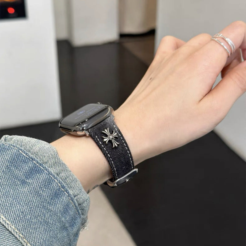 デニム アップルウォッチバンド おしゃれ 男女兼用 apple watchバンド かっこいい GUESTCASE