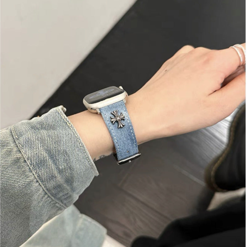 デニム アップルウォッチバンド おしゃれ 男女兼用 apple watchバンド かっこいい GUESTCASE