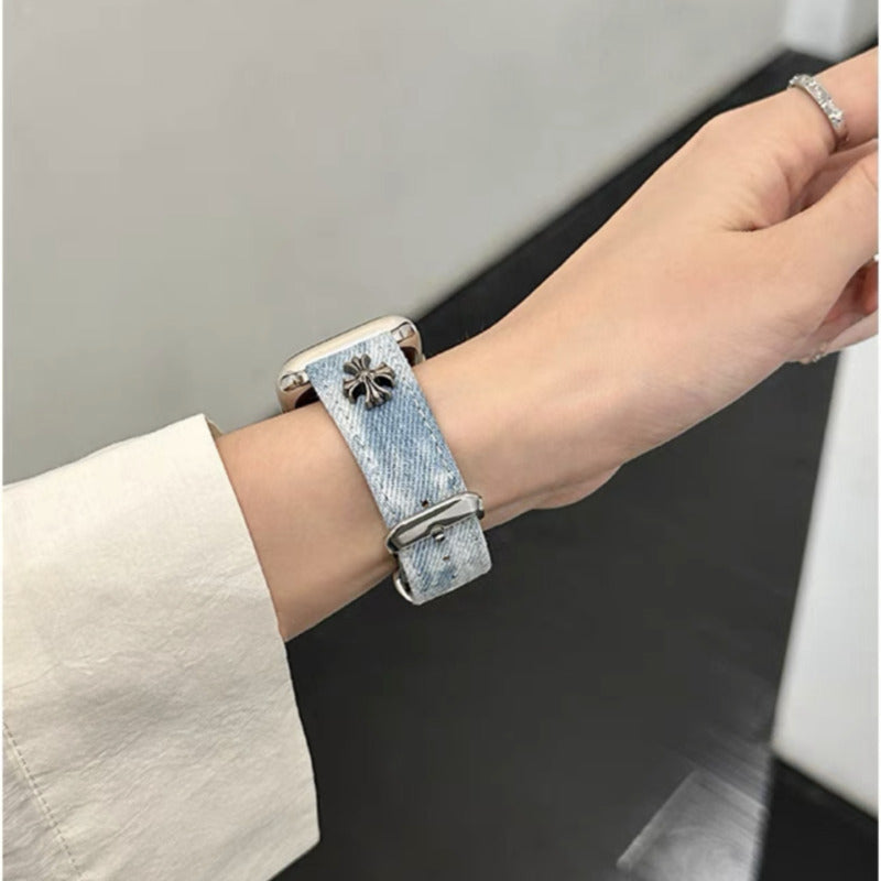 デニム アップルウォッチバンド おしゃれ 男女兼用 apple watchバンド かっこいい GUESTCASE