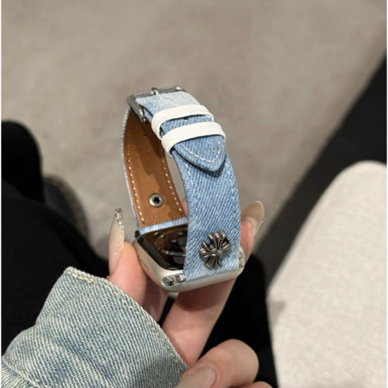 デニム アップルウォッチバンド おしゃれ 男女兼用 apple watchバンド かっこいい GUESTCASE