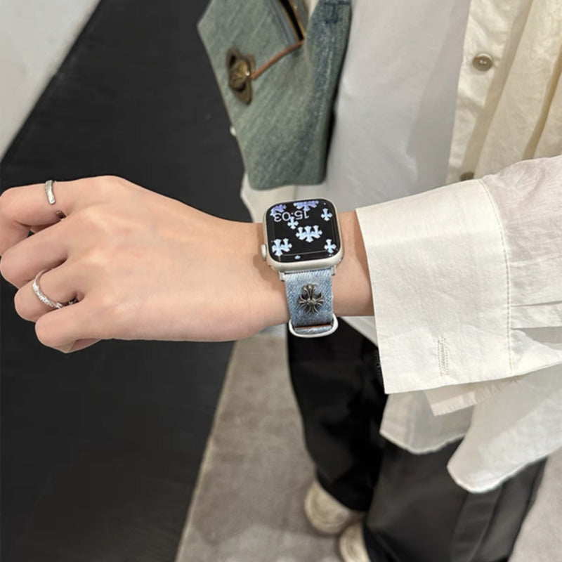 デニム アップルウォッチバンド おしゃれ 男女兼用 apple watchバンド かっこいい GUESTCASE