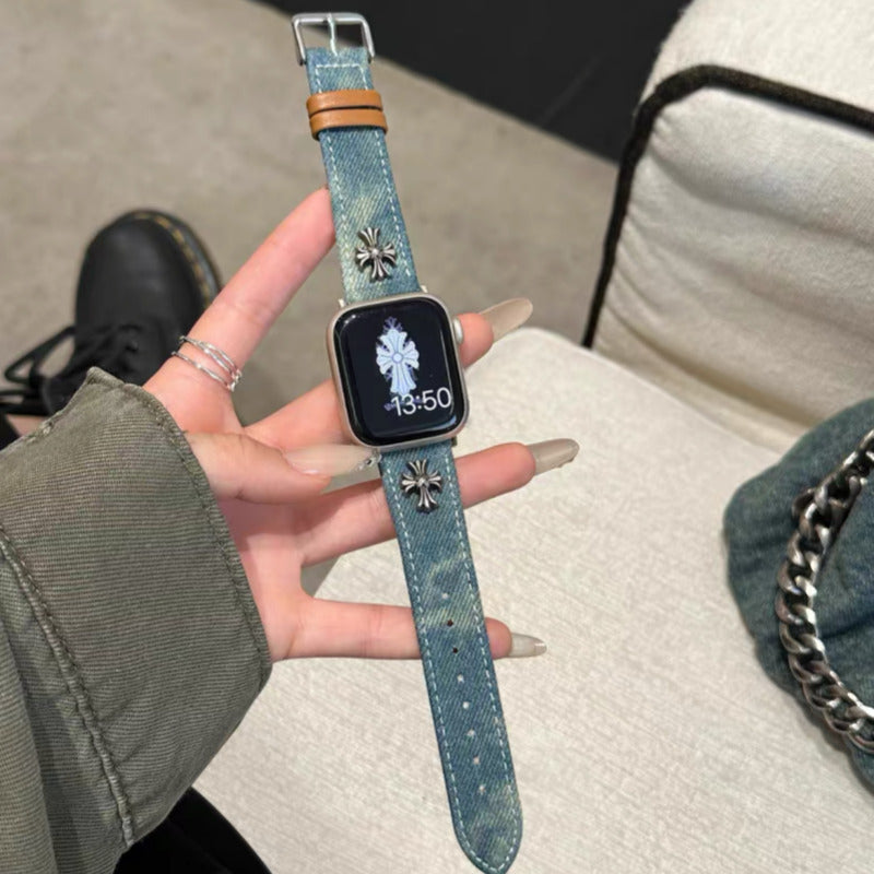 デニム アップルウォッチバンド おしゃれ 男女兼用 apple watchバンド かっこいい