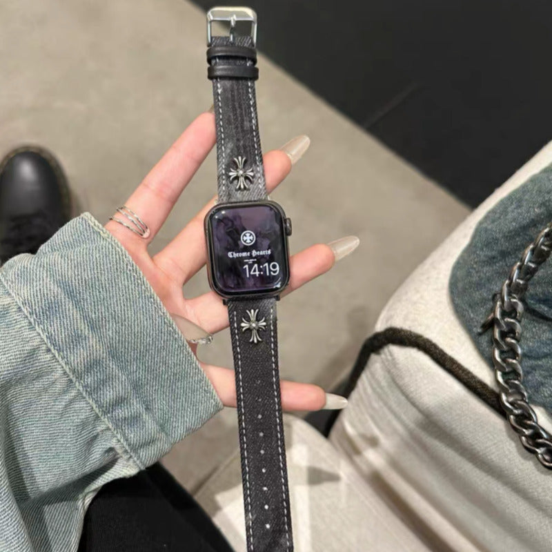 デニム アップルウォッチバンド おしゃれ 男女兼用 apple watchバンド かっこいい