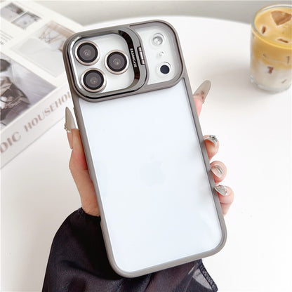 カメラ保護リング付き iphone17/17pro クリアケース 隠れスタンド おしゃれ GUESTCASE グレー iPhone17