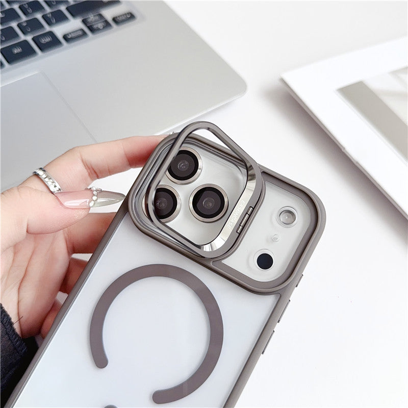 カメラ保護リング付き iphone17/17proケース 隠しスタンド付き magsafeケース クリア GETCASE