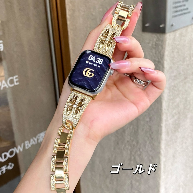 アップルウォッチバンド かわいい キラキラ apple watchバンド S10/S11対応 guestcase ゴールド 38/40/41/42(Series10/11)mm
