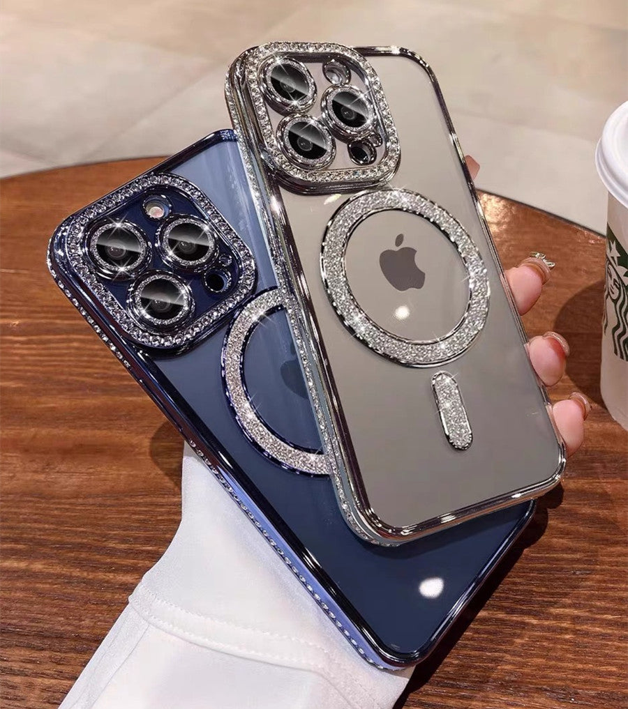 クリア iphone16/16pro ケース ストーンデコ マグセーフケース キラキラ