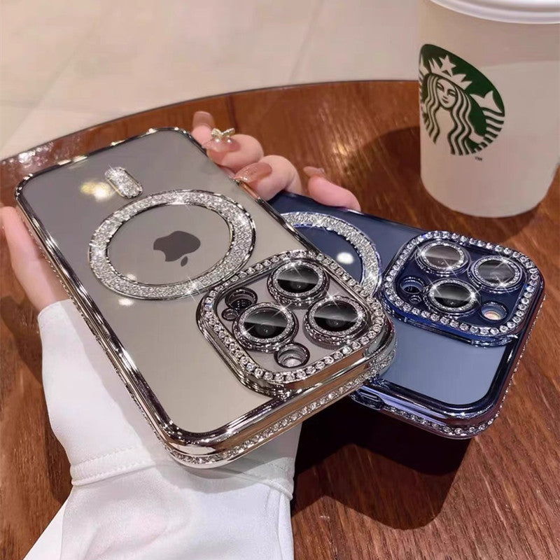 クリア iphone16/16pro ケース ストーンデコ マグセーフケース キラキラ