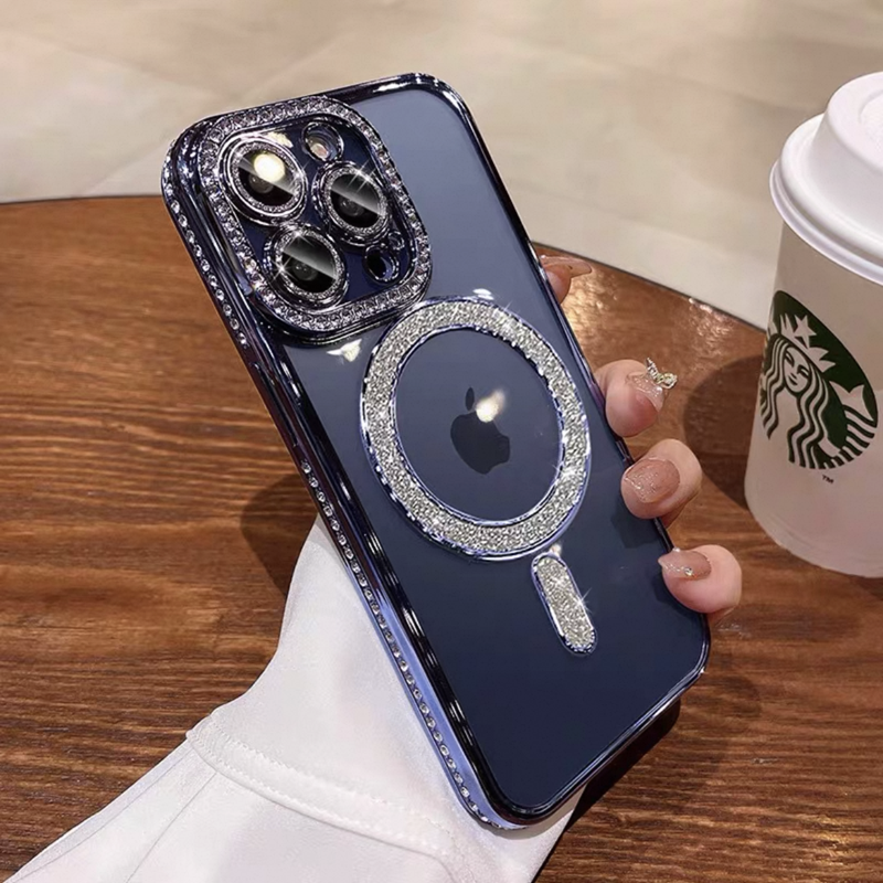 クリア iphone16/16pro ケース ストーンデコ マグセーフケース キラキラ