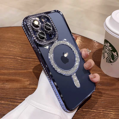 クリア iphone16/16pro ケース ストーンデコ マグセーフケース キラキラ