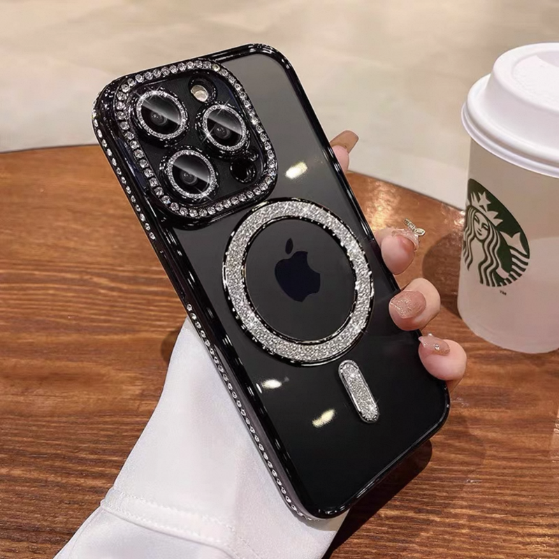 クリア iphone16/16pro ケース ストーンデコ マグセーフケース キラキラ