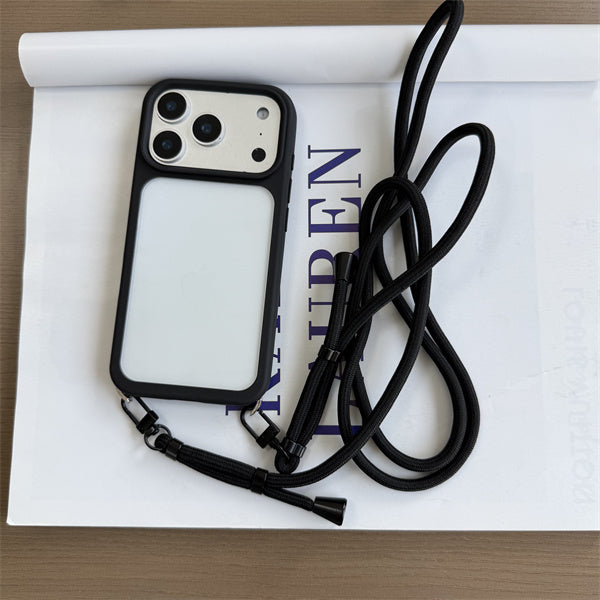 隠しストラップホール付き iphone18pro/17pro ショルダーケース クリア 黄ばみにくい GUESTCASE ブラック iPhone18pro