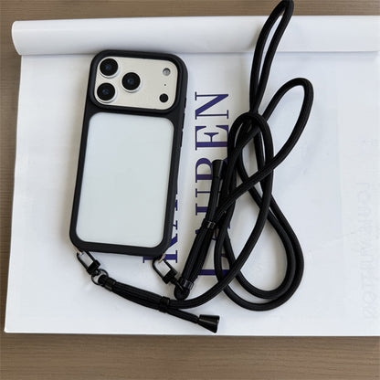 隠しストラップホール付き iphone18pro/17pro ショルダーケース クリア 黄ばみにくい GUESTCASE ブラック iPhone18pro