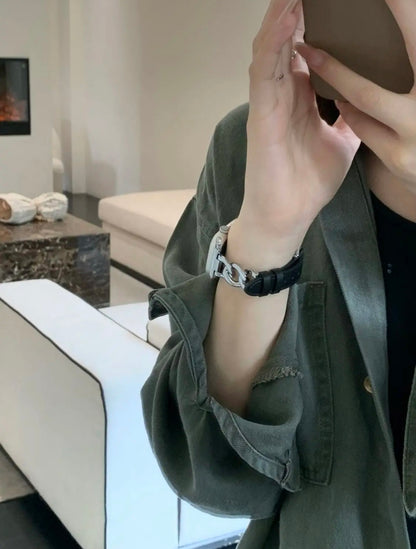 レザーxステンレス アップルウォッチバンド おしゃれ 女性 apple watchベルト guestcase