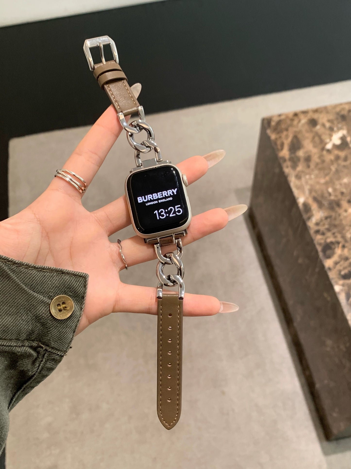 レザーxステンレス アップルウォッチバンド おしゃれ 女性 apple watchベルト guestcase