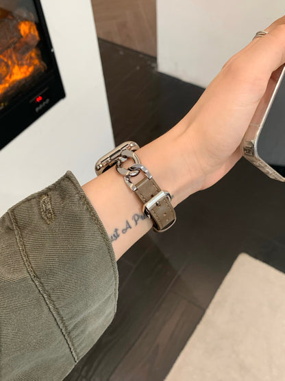 レザーxステンレス アップルウォッチバンド おしゃれ 女性 apple watchベルト guestcase