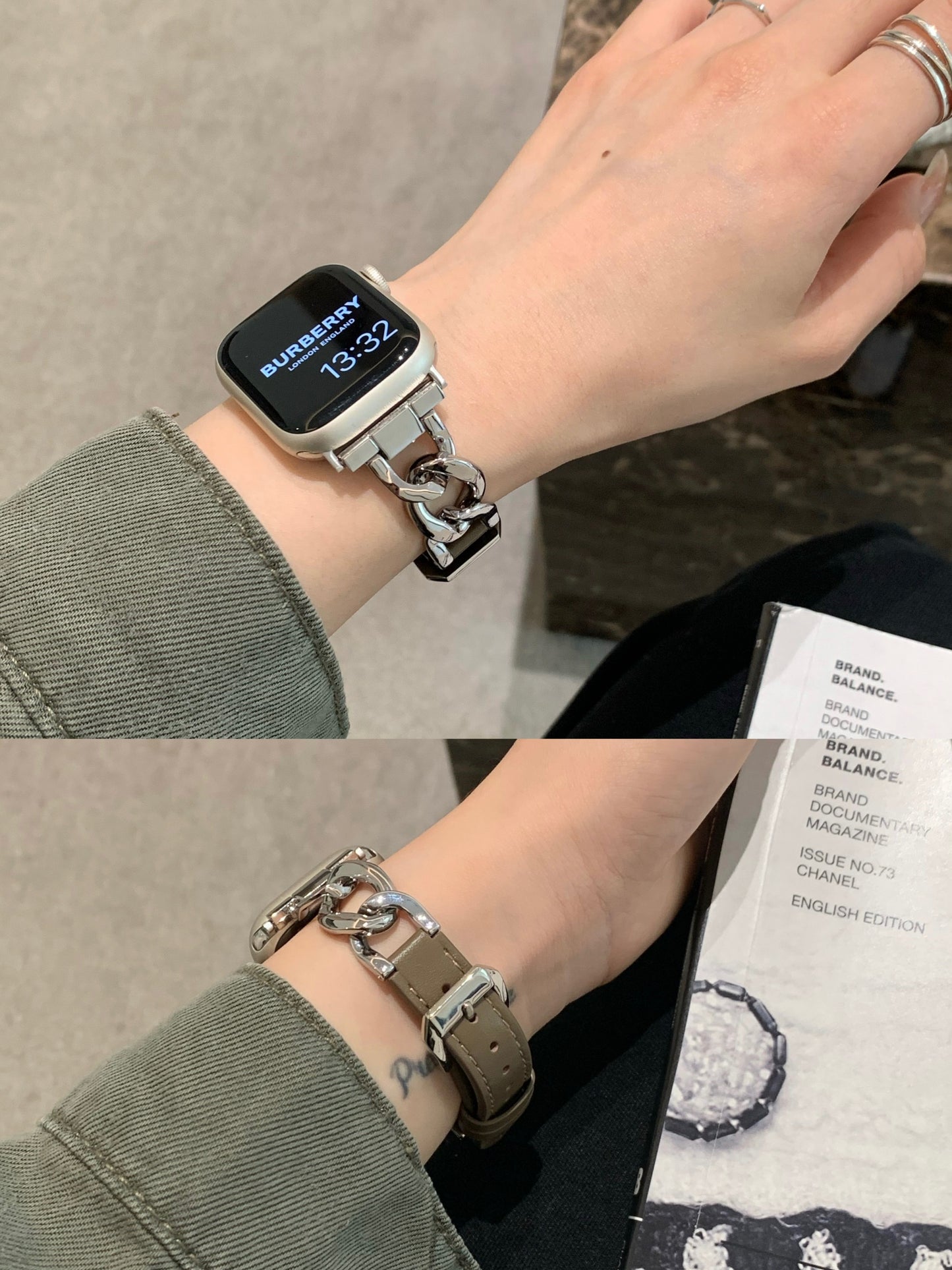 レザーxステンレス アップルウォッチバンド おしゃれ 女性 apple watchベルト guestcase