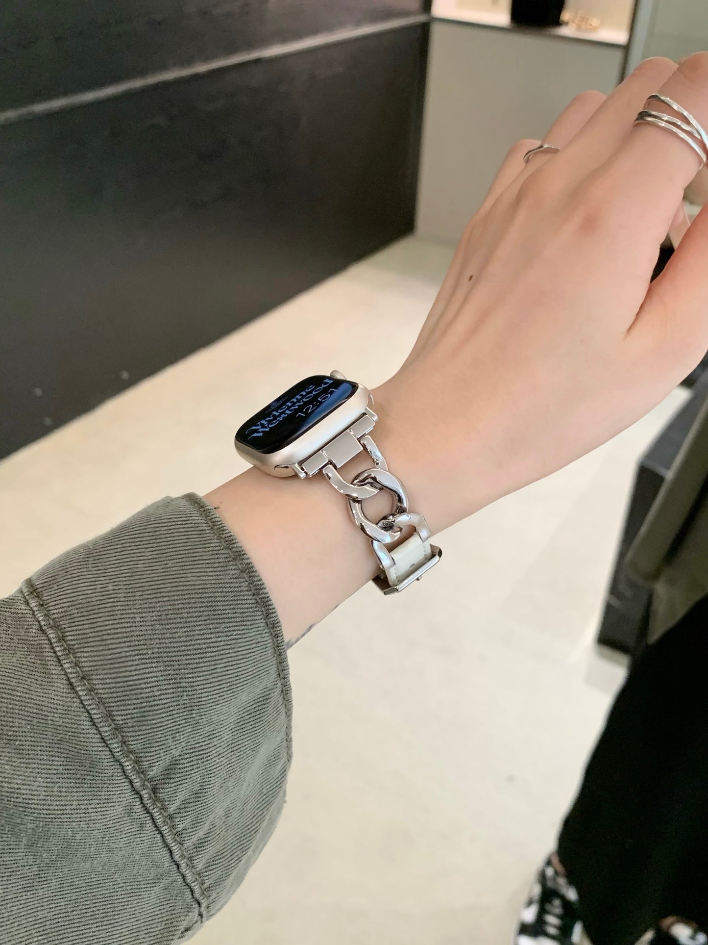 レザーxステンレス アップルウォッチバンド おしゃれ 女性 apple watchベルト guestcase