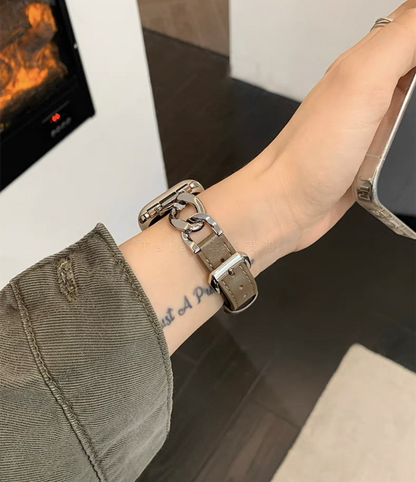 レザーxステンレス アップルウォッチバンド おしゃれ 女性 apple watchベルト guestcase