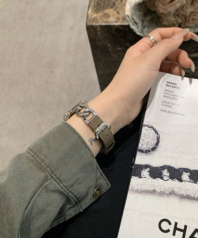 レザーxステンレス アップルウォッチバンド おしゃれ 女性 apple watchベルト guestcase