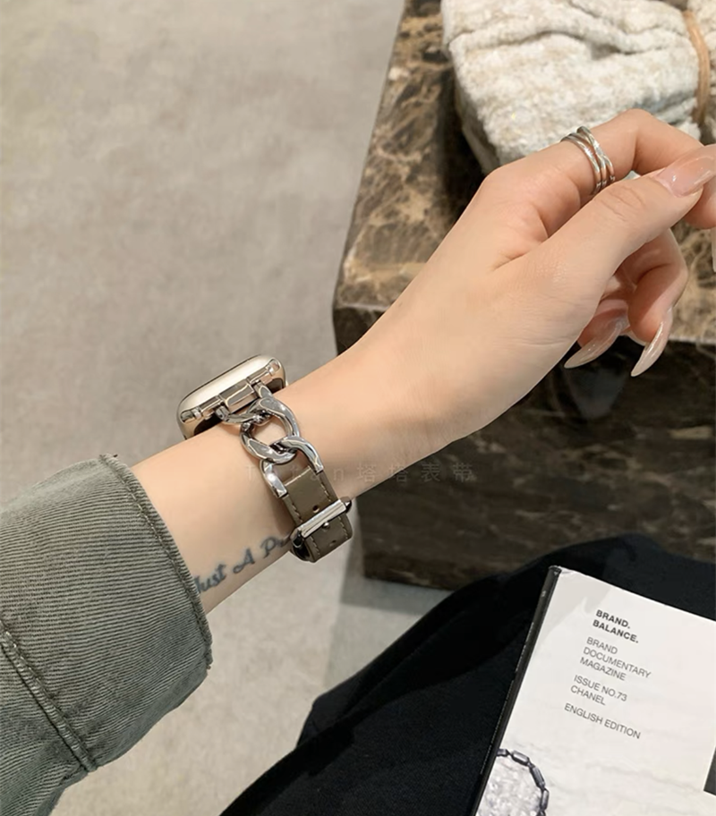 レザーxステンレス アップルウォッチバンド おしゃれ 女性 apple watchベルト guestcase