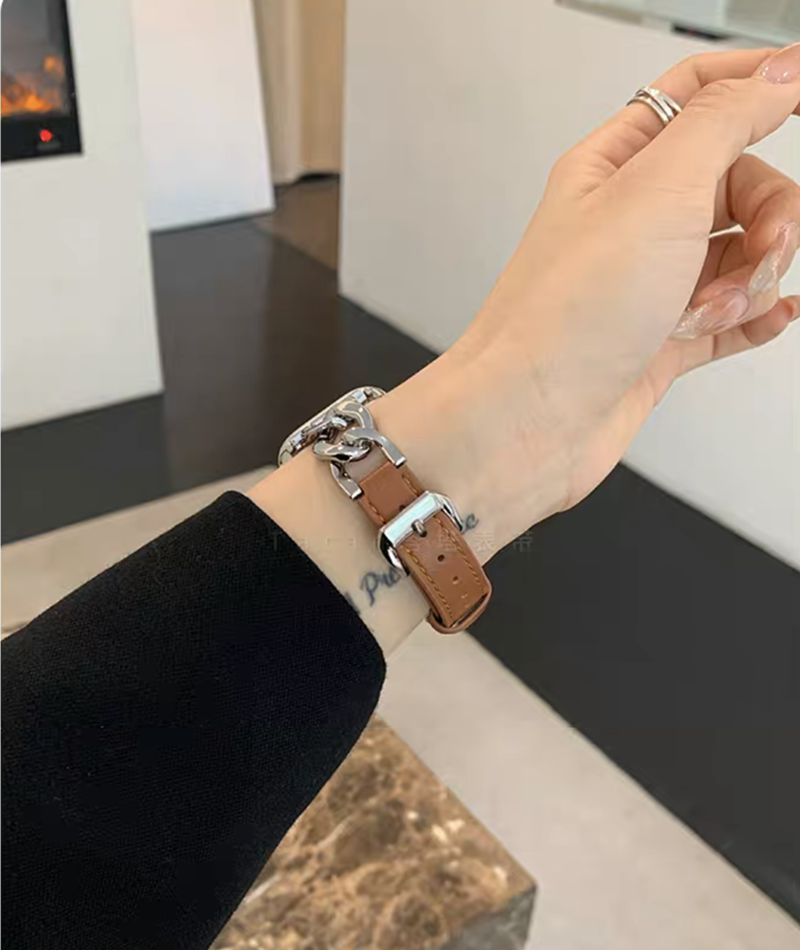 レザーxステンレス アップルウォッチバンド おしゃれ 女性 apple watchベルト guestcase
