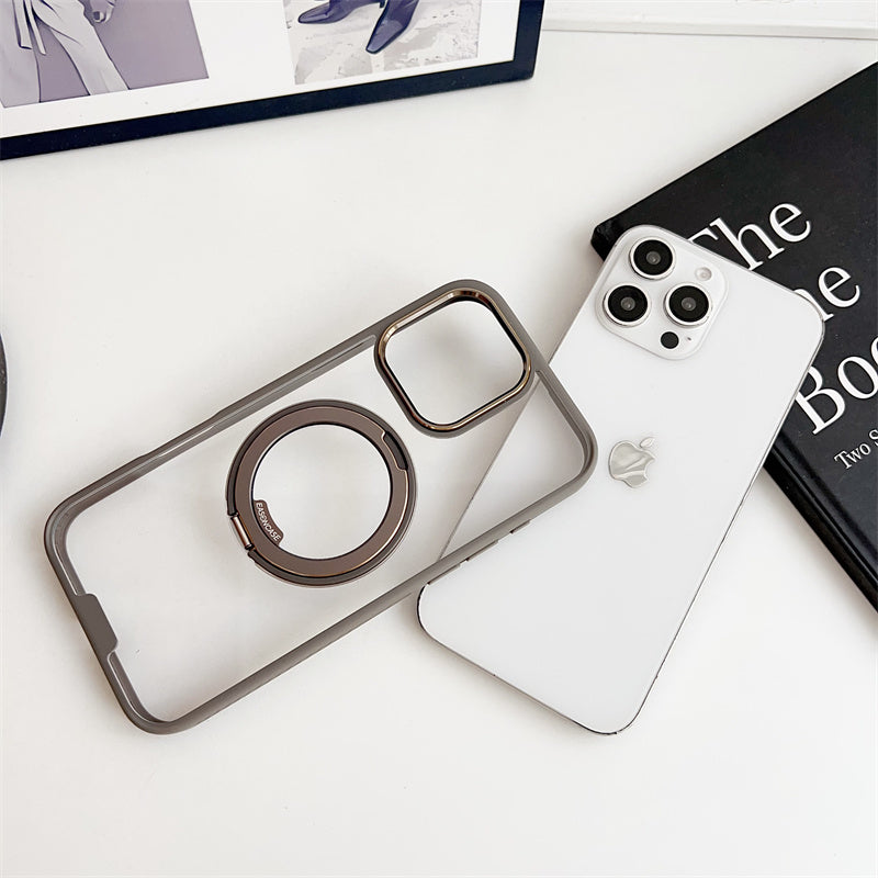 magicスタンドiPhoneクリアケース 人気 衝撃に強いiPhoneケース チタニウム iPhone16色に合う透明ケース