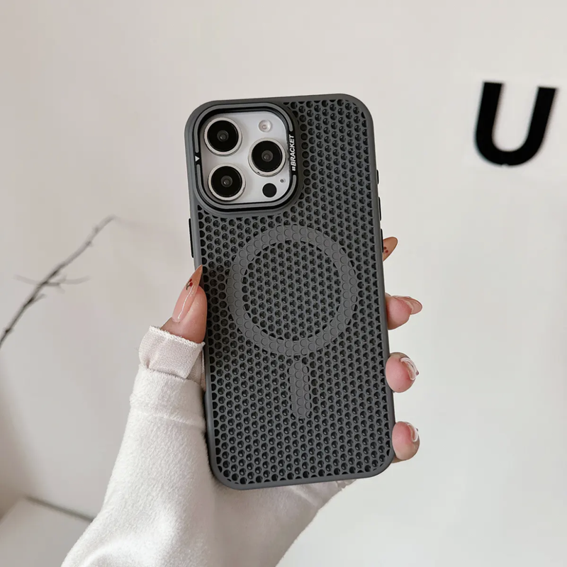 iphone放熱ケース 隠しスタンド付き iphone17/16 magsafeケース メンズ向け