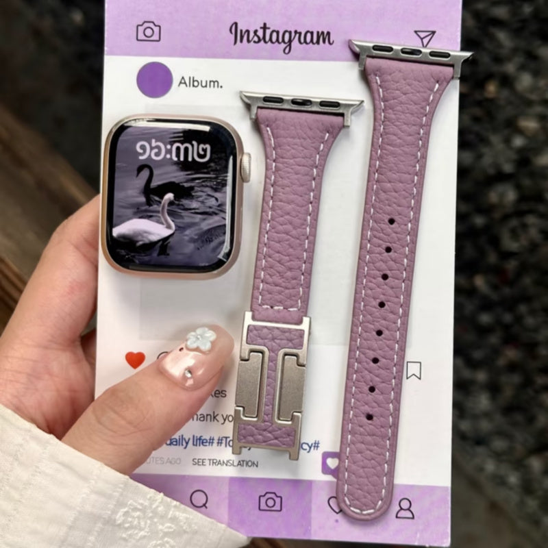 apple watch 革 バンド 高級 レディース アップル ウォッチ se3/11 バンド マグネット guestcase パープル 38/40/41/42(Series10/11)mm