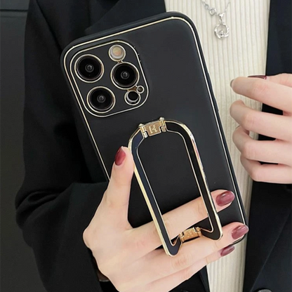 iphone スタンド 付き ケース レザー iphone16/15 ケース シンプル 可愛い GETCASE ブラック iPhone16