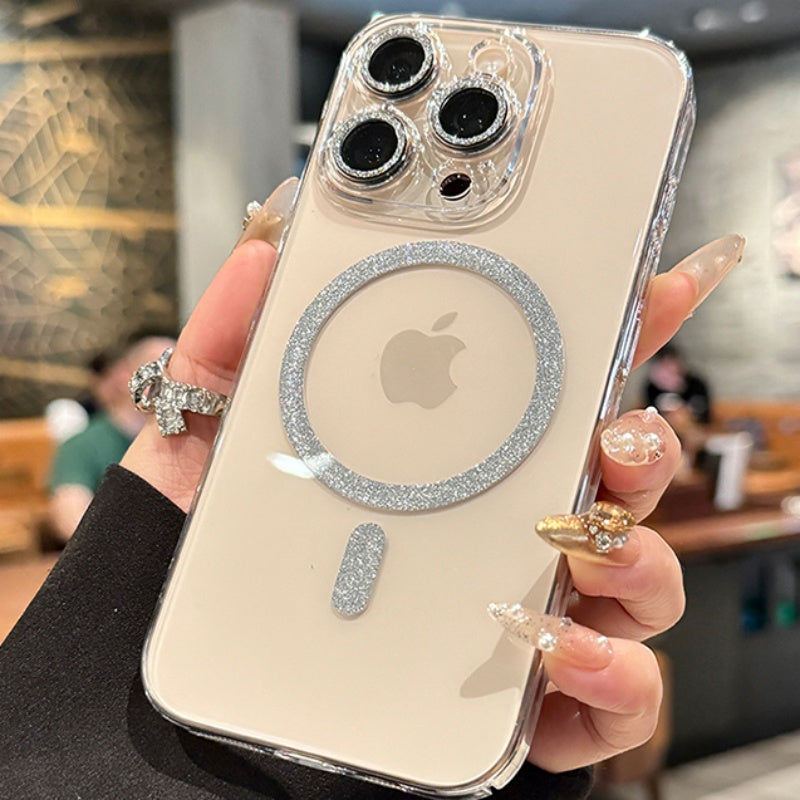 クリア iphoneケース キラキラ magsafeケース 可愛い カメラ保護フィルム付き