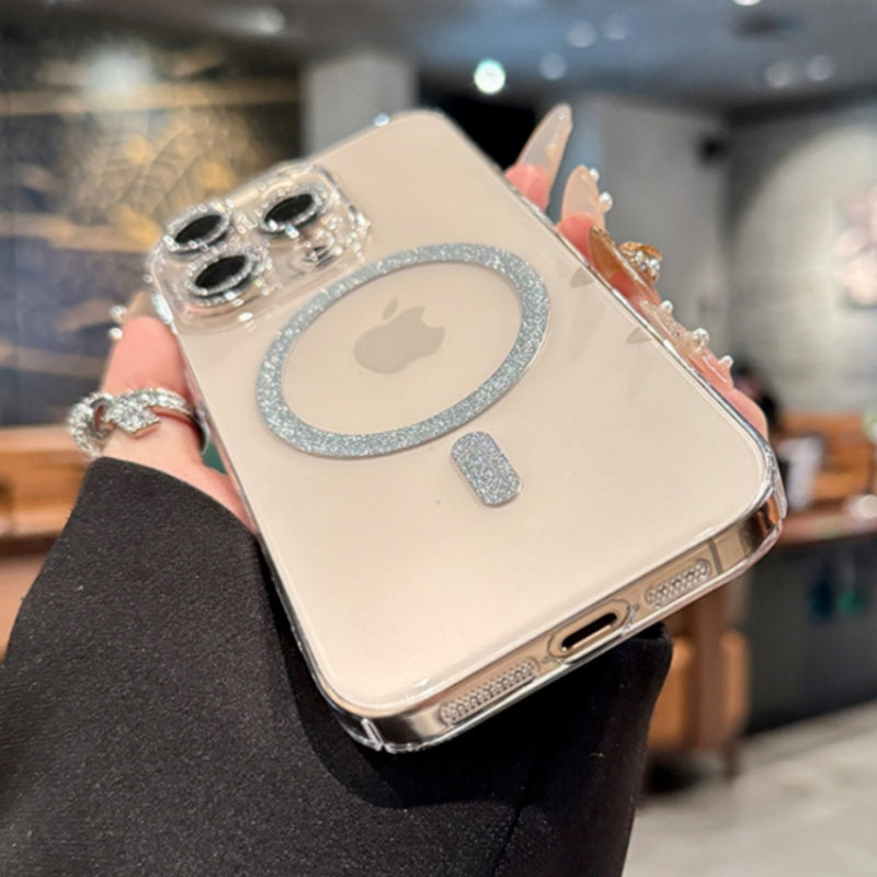 クリア iphoneケース キラキラ magsafeケース 可愛い カメラ保護フィルム付き
