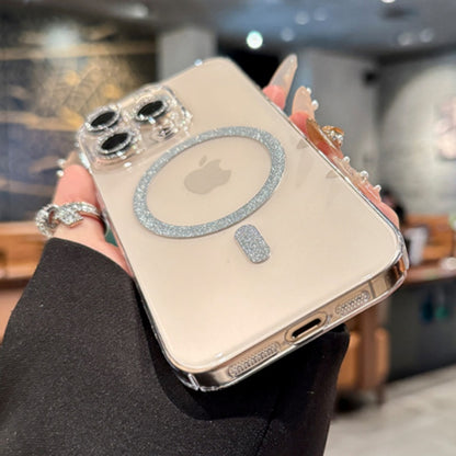 クリア iphoneケース キラキラ magsafeケース 可愛い カメラ保護フィルム付き