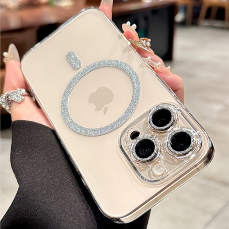 クリア iphoneケース キラキラ magsafeケース 可愛い カメラ保護フィルム付き