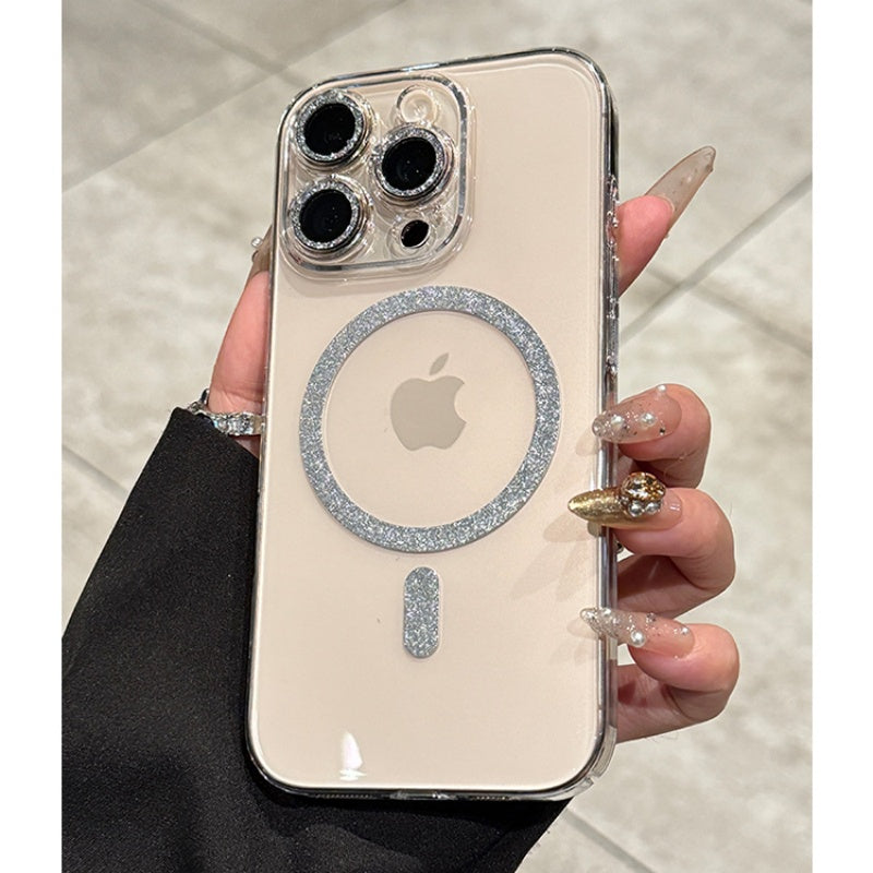 クリア iphoneケース キラキラ magsafeケース 可愛い カメラ保護フィルム付き