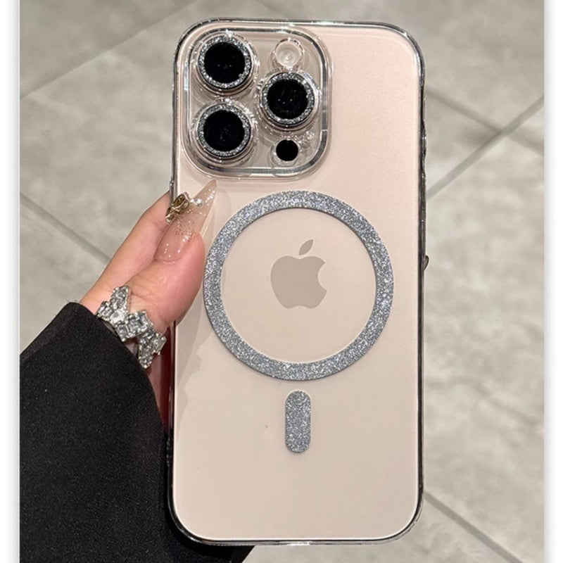 クリア iphoneケース キラキラ magsafeケース 可愛い カメラ保護フィルム付き