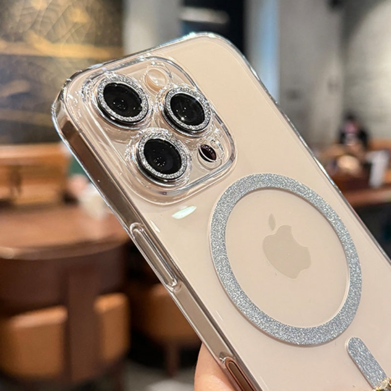 クリア iphoneケース キラキラ magsafeケース 可愛い カメラ保護フィルム付き