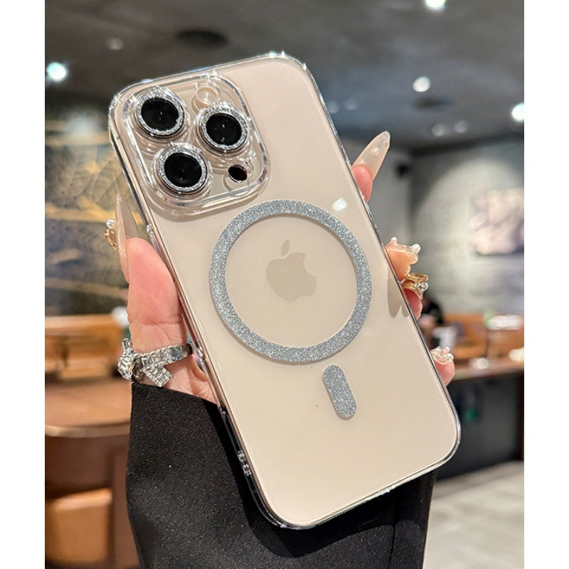 クリア iphoneケース キラキラ magsafeケース 可愛い カメラ保護フィルム付き