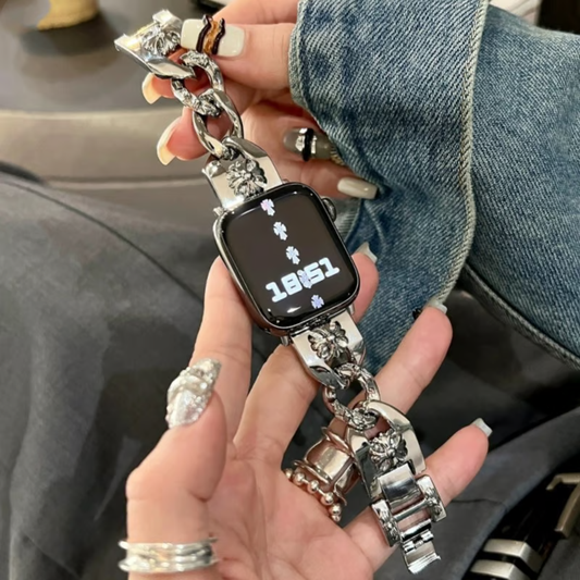 アップルウォッチバンド おしゃれ 男女兼用 apple watchチェーンベルト 新型S11/Ultra3対応 GUESTCASE シルバー 38/40/41/42(Series10/11)mm