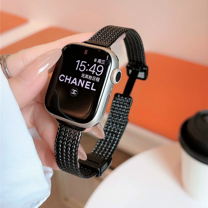 マグネット式 apple watchステンレスバンド 女性 アップルウォッチ 全シリーズ対応 細 ベルト guestcase ブラック 38/40/41/42(Series10/11)mm