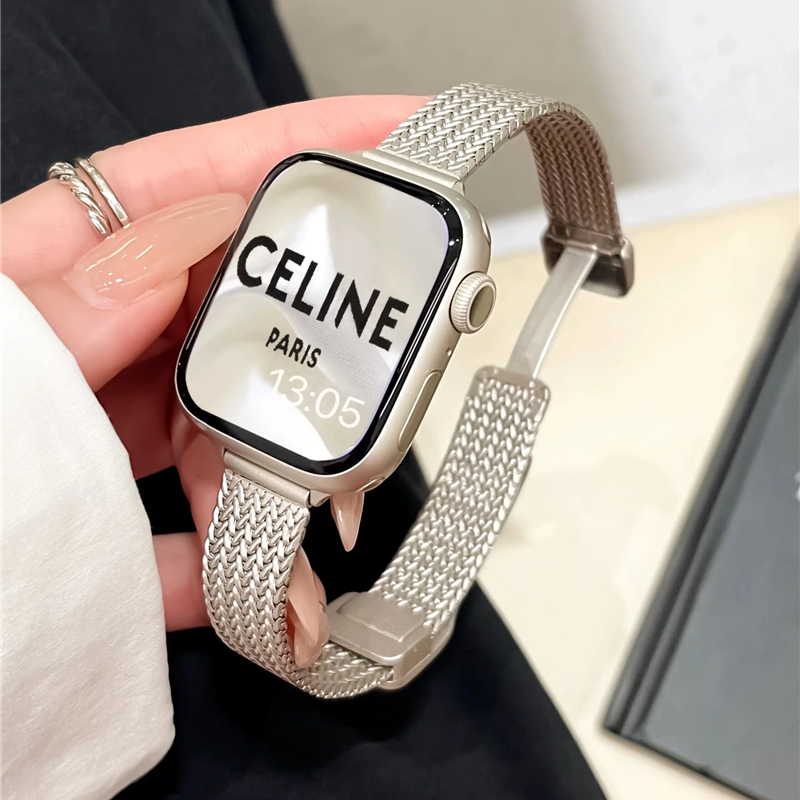 マグネット式 apple watchステンレスバンド 女性 アップルウォッチ 全シリーズ対応 細 ベルト guestcase スターライト 38/40/41/42(Series10/11)mm