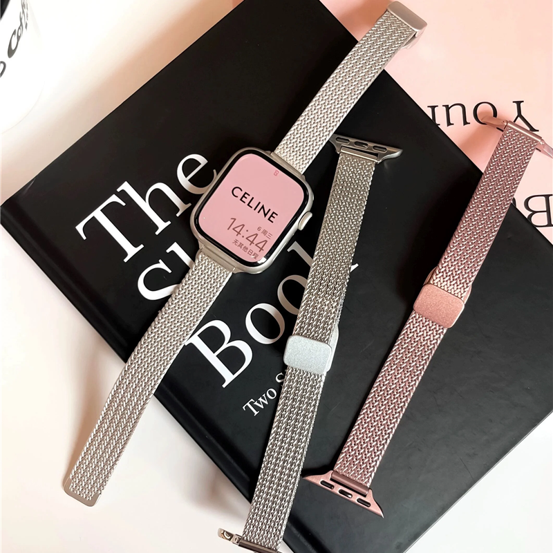 マグネット式 apple watchステンレスバンド 女性 アップルウォッチ 全シリーズ対応 細 ベルト guestcase