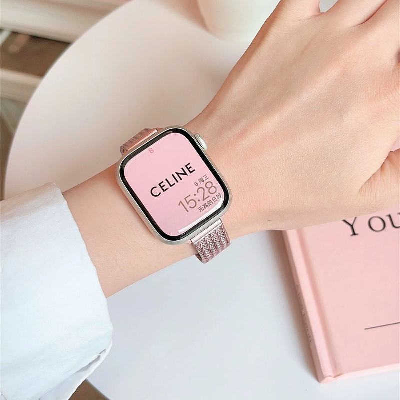 マグネット式 apple watchステンレスバンド 女性 アップルウォッチ 全シリーズ対応 細 ベルト guestcase