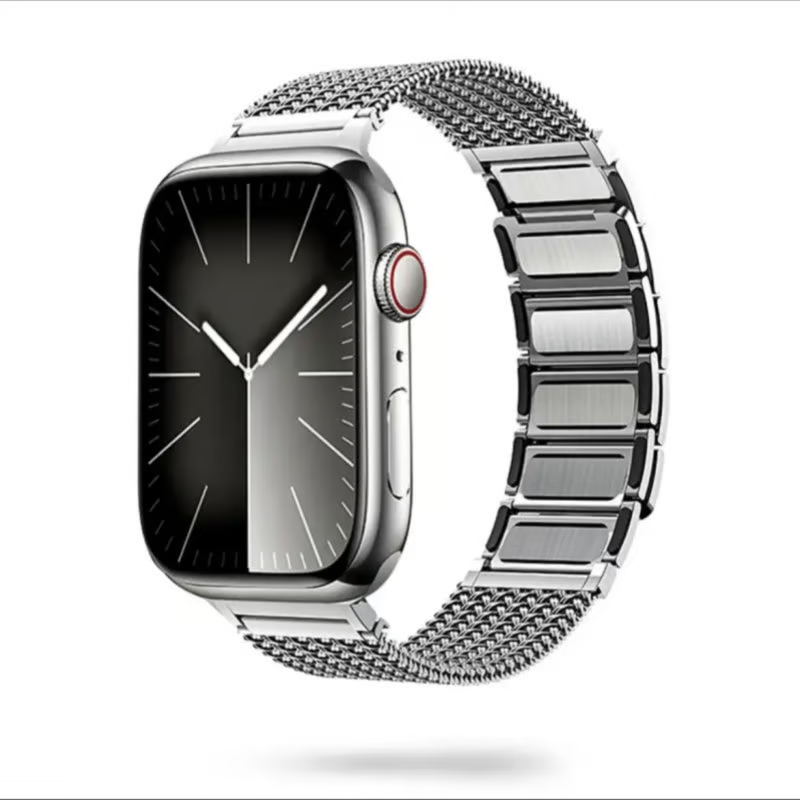 マグネット アップルウォッチバン メッシュデザイン メンズ ビジネス apple watch交換ベルト GETCASE シルバー 38/40/41/42(Series10)mm