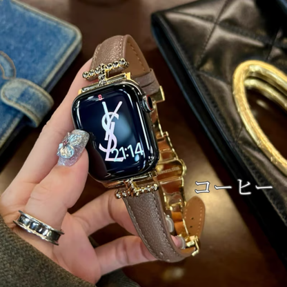 女性向け 本革のアップルウォッチバンド おしゃれ 高級 apple watch 革 バンド GUESTCASE コーヒー 38/40/41/42(Series10)mm