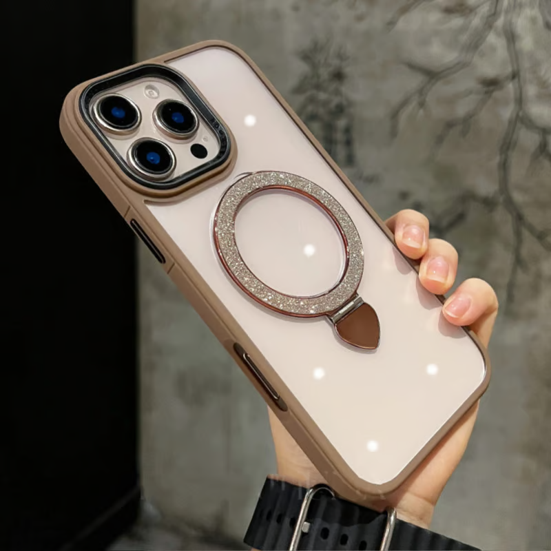 iphone17/17promax クリアケース キラキラスタンド付き magsafeケース おしゃれ GETCASE